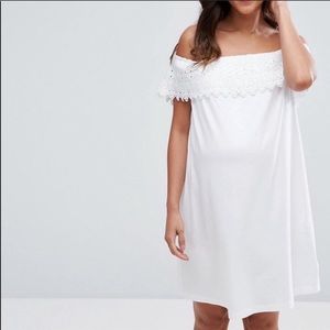 ASOS maternity off the shoulder white dress